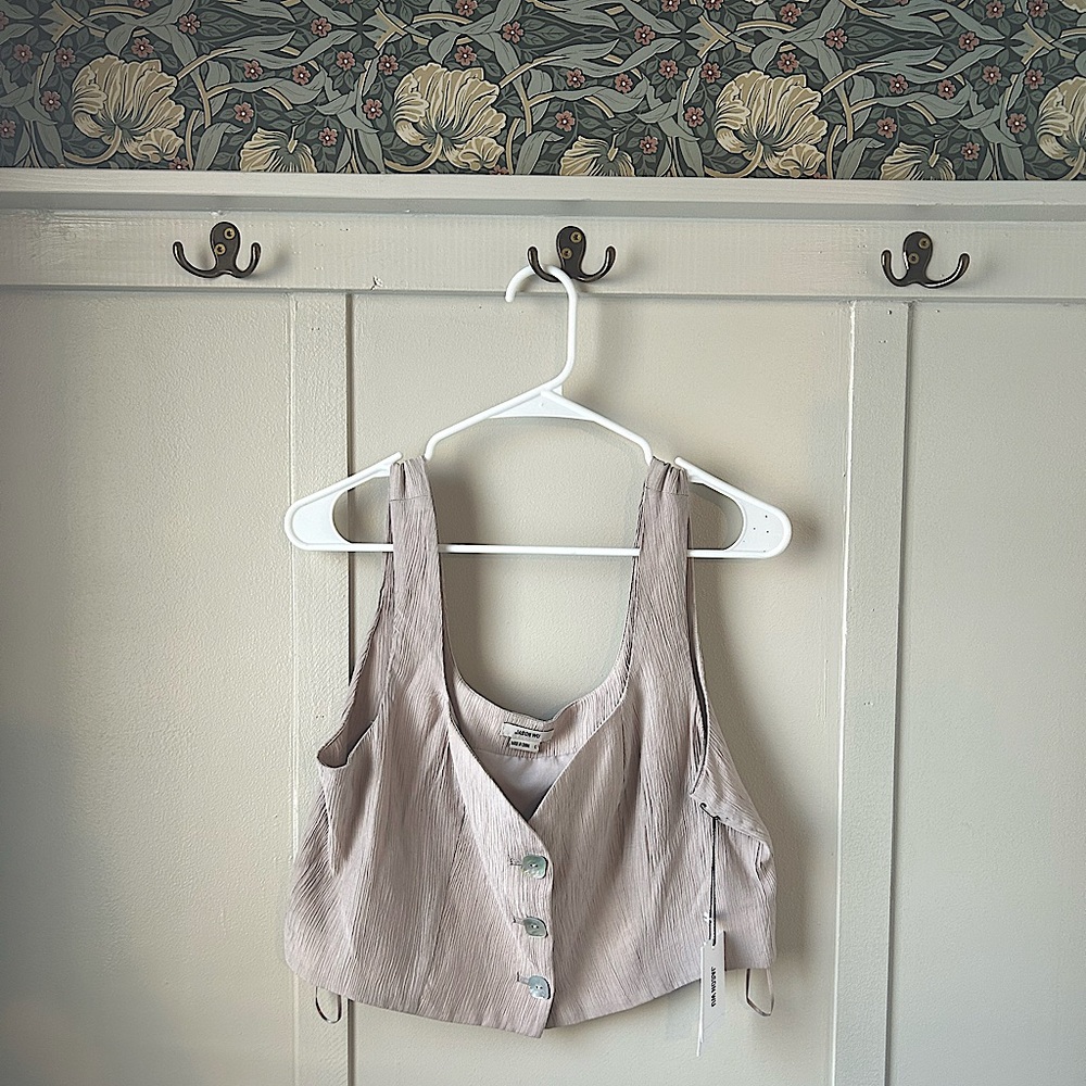 Jason Wu Linen Crop Top with Shell Button Down (top only)